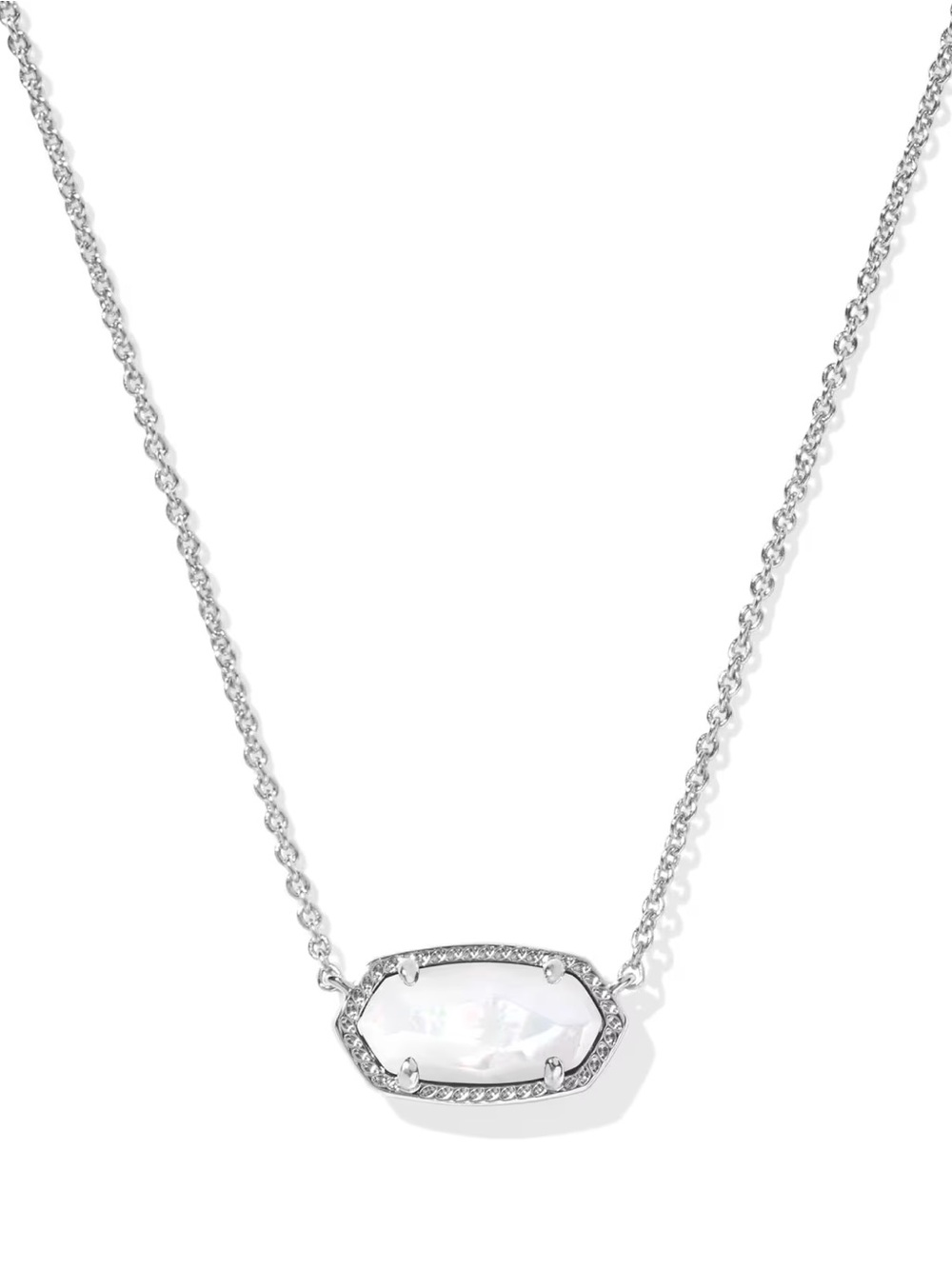 Kendra Scott Elisa Silver Pendant Necklace in Ivory Mother-of-Pearl